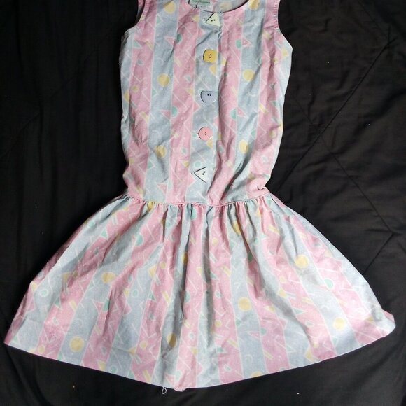 Vintage Rare Editions Abstract Geometric Stripes Pastel Midi Dress Sleeveless - Picture 3 of 7